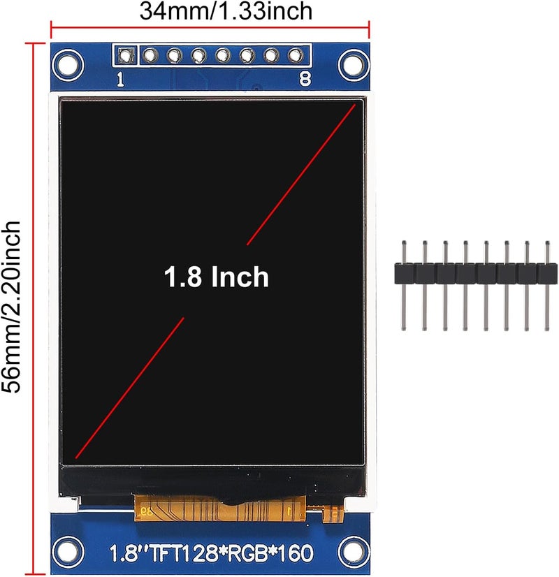 XIITIA 2pcs 1.8" SPI TFT LCD Display Module 128x160 RGB LCD Screen 3.3V ST7735 Drive SPI Interface 8pin Full Color for Arduino DIY - Image 3